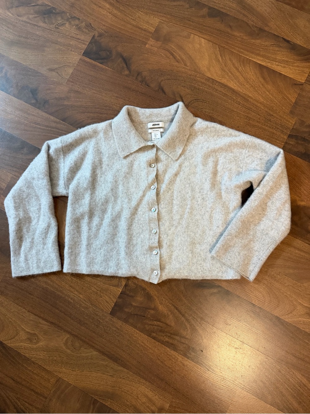 Jason Wu Soft Light Gray Collared Button-Up Cardigan